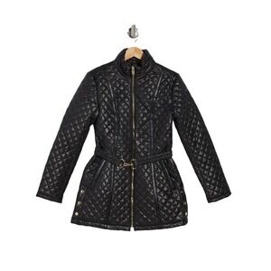 VIA‎ SPIGA DIAMOND SHAPED BLACK QUILTED BELTED JACKET NWT SIZE LARGE